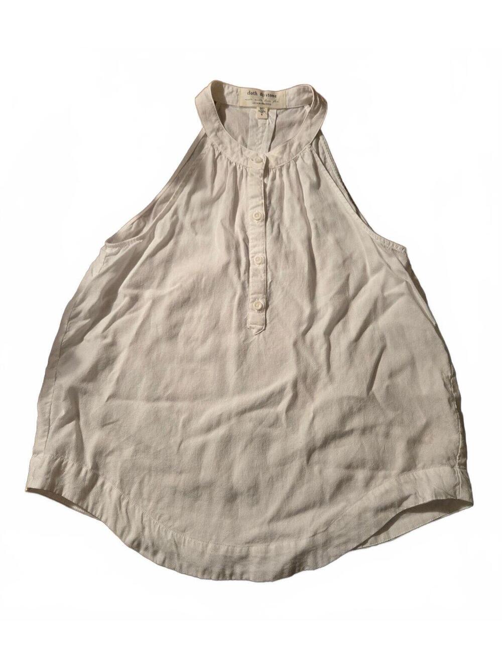 Cloth & Stone Anthropologie White Linen Blend Halter Tank Top Size Small